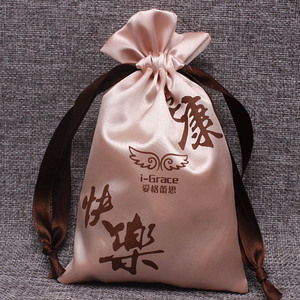 Đồng Bằng Lụa Tùy Chỉnh Logo Nhà Máy Bán Buôn Bao Bì Nhỏ Cá Nhân Tóc Giả Dây Rút Satin Túi Cho Bó Tóc - Product Image 3