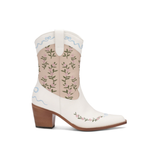 Sepatu bot setengah musim gugur/musim dingin wanita, sepatu bot desain terbaru pabrik dengan hak Chunky warna putih - Product Image 1