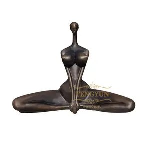 Modern Life Size Western Style Bronze Nude Dancing Girl Sculpture Brass Abstract Yoga Pose Woman Statue