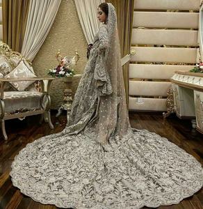 Elegante-vestido de novia largo hasta el suelo, con hermoso embellecedor de cuentas de cristal, para boda, 2021 - Product Image 2