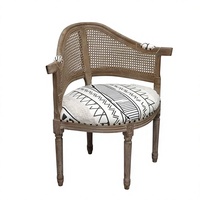 Fauteuil baril avec assise rembourrée et dossier en rotin canné, vente en gros, couleur personnalisée, OEM ODM, certifié FSC