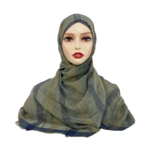 Ưa thích thiết kế mới nhất bẩn màu dệt dupatta kerudung sọc khăn tay Khăn quàng cổ hồi giáo Hijabs headwraps phụ nữ tartan khăn choàng - Product Image 4