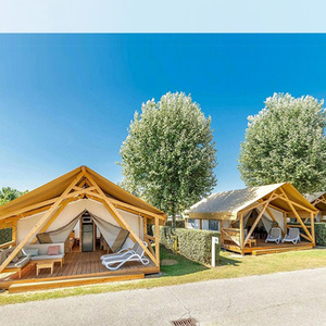 Luxe dubbele waterdichte canvas glamping tent met ruim interieur, vier seizoenen, stalen frame, één slaapkamer, woonkamer, 4x6m - Product Image 3