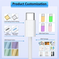 Câble USB-C tressé en nylon OEM 60W 100W PD 3A 5A à charge rapide, câble de données USB-C 480 Mbps pour iPhone 15 17 Pro MacBook