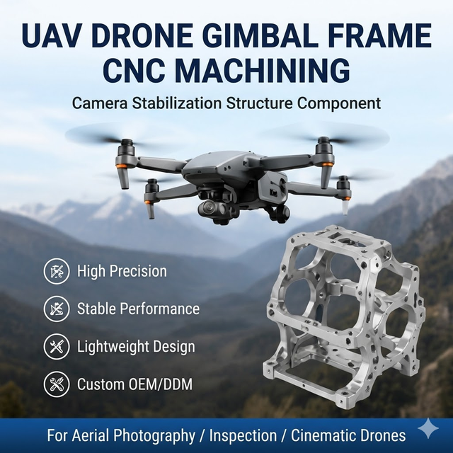 [Industry TOP 10] 5-Axis CNC Machining Stainless Steel Drone Gimbal Frame UAV Camera Stabilization Parts with Drilling Wire EDM