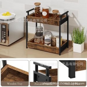 Wooden <b>Storage</b> Rack 60X70cm Double Layer Bathroom Shelves For <b>Toiletries</b> And Condiments Durable Freestanding - Product Image 5