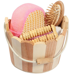 Wholesale Hot Selling Good Quality Massage <strong>Bath</strong> Gift <strong>Set</strong> 5pcs Wooden <strong>Shower</strong> <strong>Set</strong> - Product Image 1