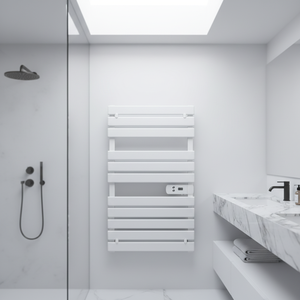 <span class=keywords><strong>Radiateur</strong></span> Chauffe-Serviettes Électrique Mural avec Thermostat Numérique et Minuteur, Panneau Plat Blanc pour <span class=keywords><strong>Salle</strong></span> <span class=keywords><strong>de</strong></span> <span class=keywords><strong>Bain</strong></span> - Product Image 1