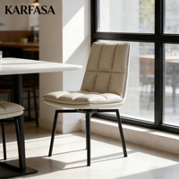 Chaise de salle à manger KARFASA en cuir véritable importé, nouveau style chinois, rembourrage doux, cadre en bois, pieds en acier carbone, luxe léger