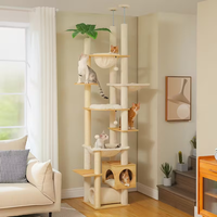 Arbre à chat en bois moderne multi-niveaux à hauteur réglable, grande tour pour chat, maison pour chat en bois pour intérieur