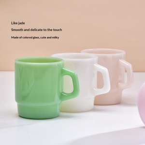 Tasse à thé en verre opaque couleur jade, tasse à café en verre borosilicate <span class=keywords><strong>de</strong></span> haute qualité avec poignée - Product Image 3