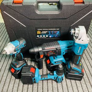 Sets of 4pcs <b>Power</b> <b>Tools</b> 20V Lithium Brushless Hammer Drill Angle Cordless Drill Wrench Combination Set Type a - Product Image 3