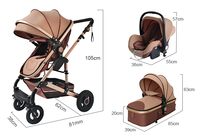 Poussette de luxe 3-en-1 pour nouveau-né, en polyester, design écologique, avec fonctionnalités amovibles et roues de type SUV pour usage extérieur – Vente en gros