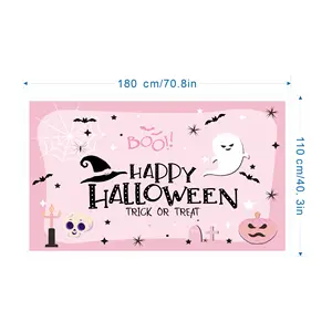 Heureux Halloween fête fond décor toile de fond citrouille fantôme effrayant château Photo toile de fond bannière intérieur extérieur