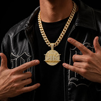 Collier Hip Hop Bling pour Homme en Alliage Entièrement Pavé de Cristaux, Pendentif Alphabet KINGS, Chaîne Cubaine, Accessoire de Cou pour Rappeur