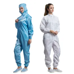 Antistatic निविड़ अंधकार कार्यशाला वर्दी Zippers Dustproof कपड़े Cleanroom Esd परिधान