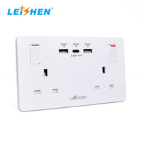 Prise murale LEISHEN SP-9625 UK avec ports USB en cuivre CE pour doubles prises et ports Type-C