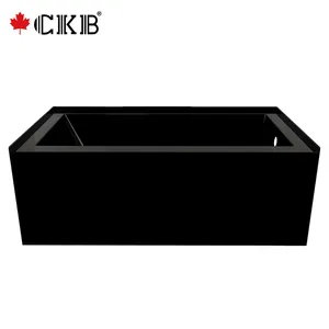 CKB OEM ODM Bathroom Recessed Left Right Drainer Rectangle Black Acrylic Apron Bathtub