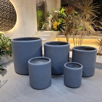 Grands pots ronds pour plantes, pots d'extérieur en fibre de verre, argile, ciment, pots à fleurs pour hôtel et maison