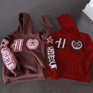 Sweat à capuche en chenille épaisse personnalisé OEM pour homme, coupe oversize, en coton French Terry, avec patch brodé 3D et impression numérique - Product Image 4