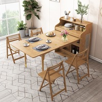 Table à manger pliable et rétractable en bois massif nordique, buffet de rangement invisible, design multifonctionnel écologique et durable