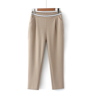 Pantaloni a Sigaretta Estivi Casual da Donna per Ufficio Abiti Formali Nero Cachi Elasticizzati a Vita Media Casual per Ufficio - Product Image 4