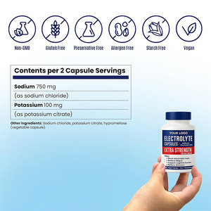 Capsules d'électrolytes 750 mg de <span class=keywords><strong>sodium</strong></span>, 50 % plus de <span class=keywords><strong>sel</strong></span> tamponné de <span class=keywords><strong>sodium</strong></span> avec 100 mg de potassium, pour soulager la fatigue et les vertiges - Product Image 6