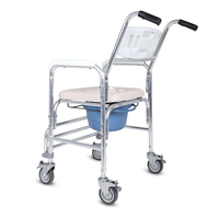 Chaise de toilette pliante en aluminium BQ7002B, fabricant chinois, pour personnes âgées, avec roues et marchepied