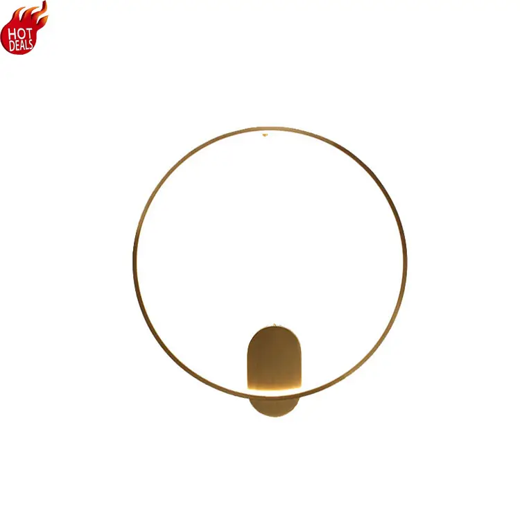 Hot Sales Nordic Moderne Stijl Gouden Ring E27 Led Cirkel Decoratieve Messing Wandlamp Voor Slaapkamer