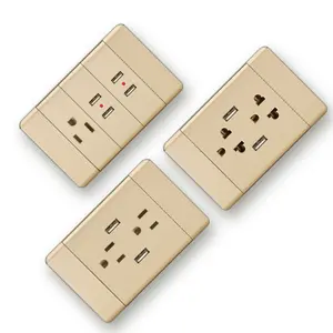 Hot Selling Modern Household and Office Wall Pc Switch Sockets Gold Light Switch Board
