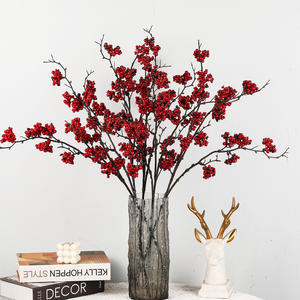 ของจริงผลไม้สีแดงคุณภาพสูงผลไม้ฮอลลี่คริสต์มาสเบอร์รี่ห้องเคลื่อนที่สำหรับปีใหม่ถังนำโชคตกแต่งดอกไม้ - Product Image 1