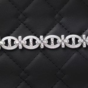 Pulsera de eslabones cubanos de moissanita blanca VVS con diseño de ojo turco, flor y cruz, cadena de eslabones infinitos, joyería de lujo - Product Image 5