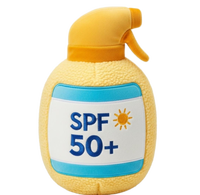 Jouet pour chien en peluche grinçant sur le thème de la plage d'été personnalisé-Spray solaire, bouteille de crème solaire et accessoires de plage pour le jeu interactif