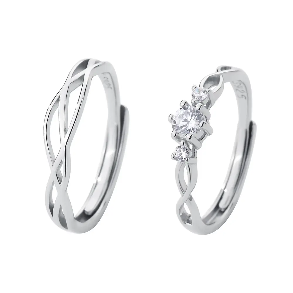 Wholesale New Luxury Shiny Diamond Rings Trendy Couple Rings Gift Fashion 925 sterling Silver Wedding Rings Women men jewelry