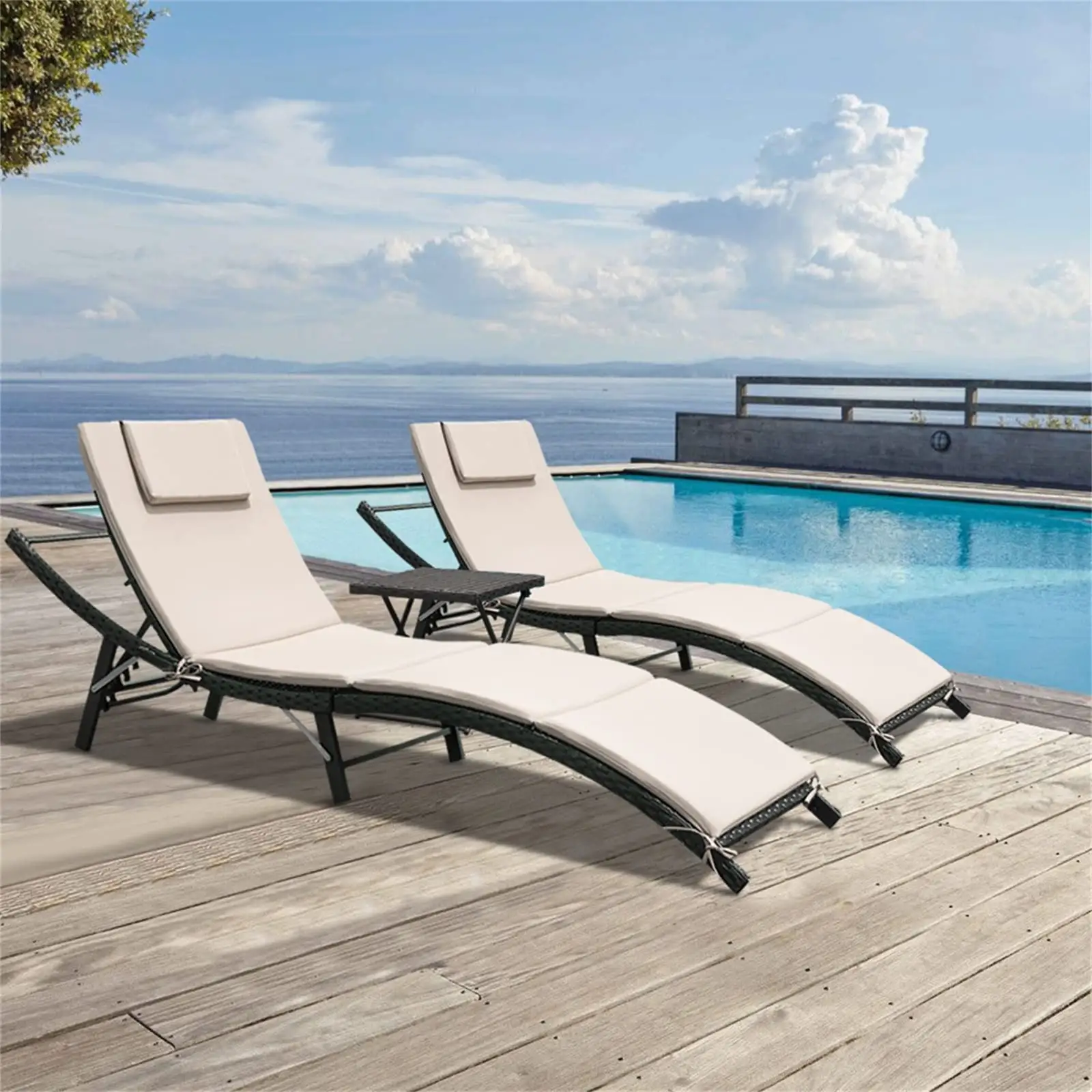 Außenbereich Strand-Bett Sonnenlehne Schwimmbad-Sessel Sonnenlehne Rattan Strand-Sonnenlehne