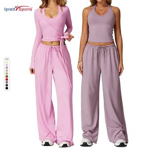 Ipretty ชุดกีฬาผู้หญิงแบบแห้งเร็วชุดโยคะฤดูใบไม้ร่วงสายรัดหลังสวยสำหรับใส่วิ่งออกกำลังกายขากว้างใส่ลำลอง - Product Image 1