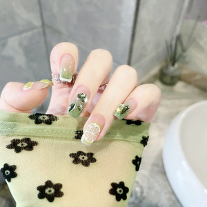 <span class=keywords><strong>Uñas</strong></span> Postizas Francesas Verdes <span class=keywords><strong>de</strong></span> Verano al por Mayor, 24 Uds., <span class=keywords><strong>Uñas</strong></span> Acrílicas Cortas Cuadradas con Limón y Purpurina, <span class=keywords><strong>Uñas</strong></span> Postizas <span class=keywords><strong>de</strong></span> Moda - Product Image 2