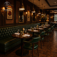 Ensemble de restaurant personnalisé Ron Group, banquette à dossier haut capitonnée, table ronde en bois massif, chaise ergonomique en cuir, mobilier commercial