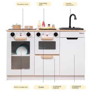 Juego de Cocina de Madera Estilo Coreano con Mini Refrigerador, Estufa, Ollas, Juego de Imitación, Decoración del Hogar para Niños, Juego de Roles Divertido - Product Image 2