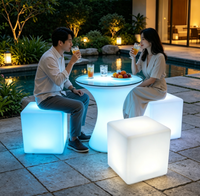 Chaise cube LED sans fil personnalisable, rechargeable, à changement de couleur, tabouret en plastique, chaises de bar modernes rustiques pour la maison et la salle à manger