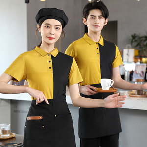 Camiseta <span class=keywords><strong>de</strong></span> manga corta <span class=keywords><strong>de</strong></span> uniforme <span class=keywords><strong>de</strong></span> trabajo <span class=keywords><strong>de</strong></span> camarero frente restaurante supermercado sólido <span class=keywords><strong>de</strong></span> alta calidad con impresión <span class=keywords><strong>de</strong></span> logotipo personalizado - Product Image 1
