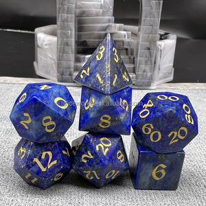 Venta al por mayor de 7 dados poliédricos de lapislázuli inspirados en gemas para juegos de mesa y cartas, dados de juego de 16-24 mm, marca Nian, empaque en bolsa de terciopelo. - Product Image 5