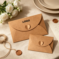Carte de vœux vintage en papier kraft écologique avec fleurs séchées et enveloppes pour un accueil romantique ou des cadeaux d'affaires