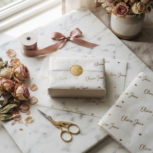 Serviettes en papier personnalisées imprimées, blanches et dorées, à motifs géométriques, pour la décoration de table et les événements - Product Image 5