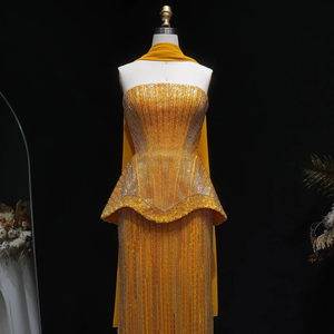 Vestido <span class=keywords><strong>de</strong></span> Noche Amarillo Jancember LSZ560, Vestido <span class=keywords><strong>de</strong></span> Gala con Peplum, Lentejuelas, Columna, Chal, Vestido <span class=keywords><strong>de</strong></span> Gala Formal para Banquete y <span class=keywords><strong>Fiesta</strong></span> - Product Image 3