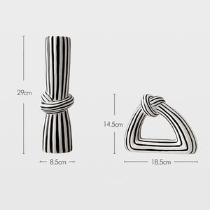 Jarrones de flores de rayas lisas de cerámica que dan forma a mano modernos de alta calidad Jarrón de cerámica blanco y negro <span class=keywords><strong>Mate</strong></span> - Product Image 6