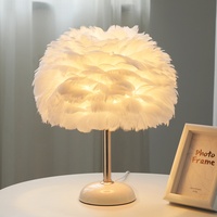 Lampe de table en céramique à plumes, best-seller transfrontalier, pour chambre de fille, lampe de chevet, ambiance luxueuse haut de gamme, décorative et romantique