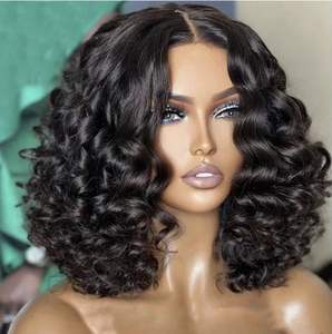 Perruque Bob Lace Front Wig péruvienne, cheveux humains bouclés, <span class=keywords><strong>couleur</strong></span> <span class=keywords><strong>Caramel</strong></span>, Double noie, perruque Body Wave, fournisseur de perruque Lace Front Wig, vente en gros - Product Image 4