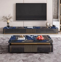 Salon moderne de luxe Meuble TV et table basse Mobilier de maison Ensemble table centrale en bois et support TV