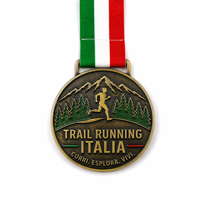 Fabricant Grossiste de Médailles de Trail Running en <span class=keywords><strong>Italie</strong></span>, en Alliage de Zinc 3D, Personnalisées avec Émail et Ruban, Modèle Corsa in <span class=keywords><strong>Montagna</strong></span> Gara Medaglia - Product Image 1